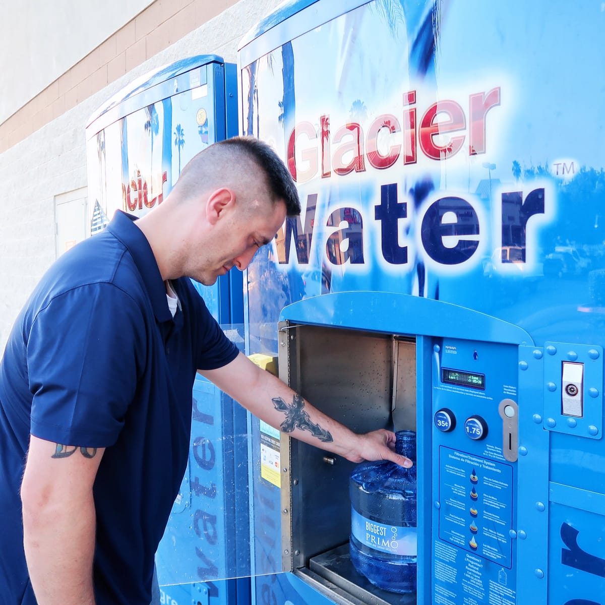 You might notice that some of our outdoor refill machines are Glacier-branded. Don't worry - it's the same great Primo water you know and love! 