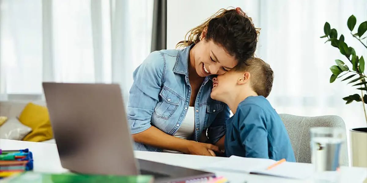 Mom and Son at School