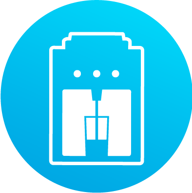 dispenser filling glass of water icon