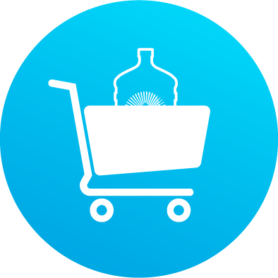 shopping cart with 5 gallon bottle icon